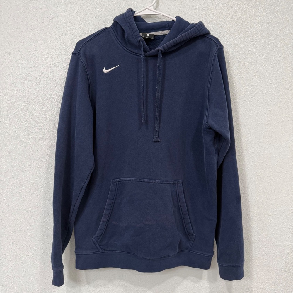 Nike Mens Hoodie Navy Blue Fleece Pullover Swoosh Logo Medium RN56323